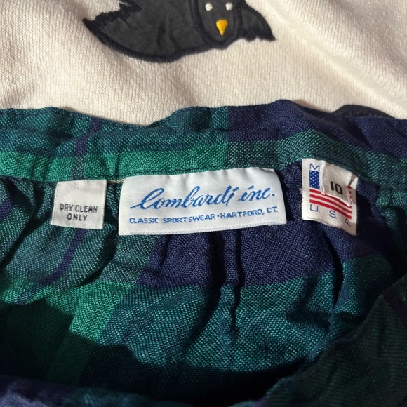 Vintage Lombardi Inc Elegant Green and Blue Checkered Plaid Look Midi Skirt (10) - Picture 5 of 5